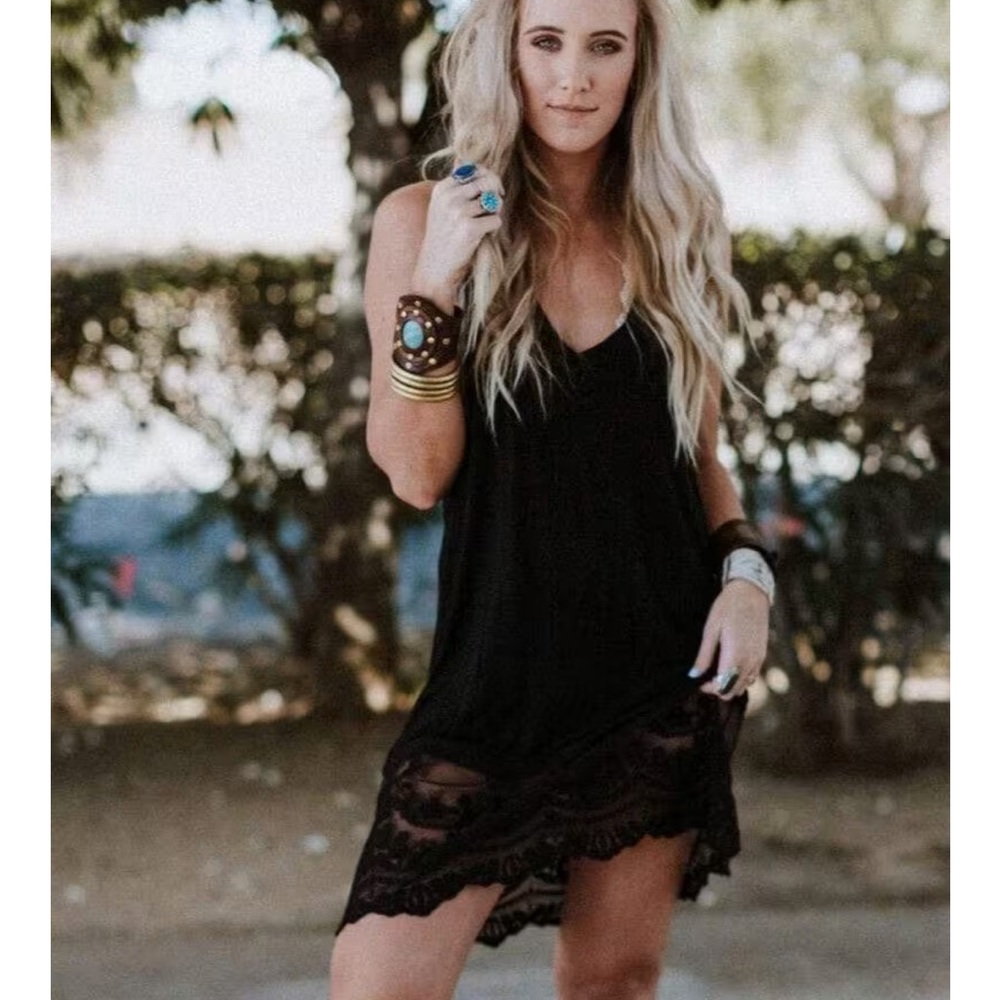 Three Bird Nest Prima Lace Hem Slip - Black